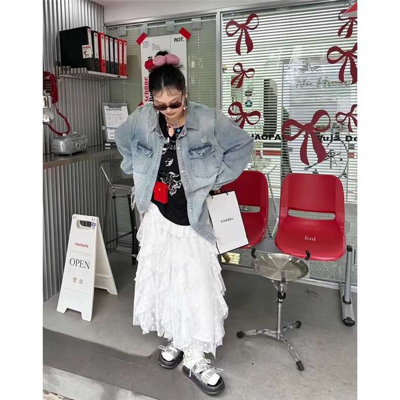 美式复古毛边牛仔夹克男女宽松时尚百潮牌搭破洞牛仔外套JA38-P75,男装工装外套,星座208-5