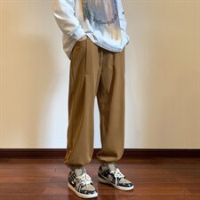 秋季新款压褶绣标束脚卫裤XZ604-KP78-P55控68，男装休闲裤，星座604