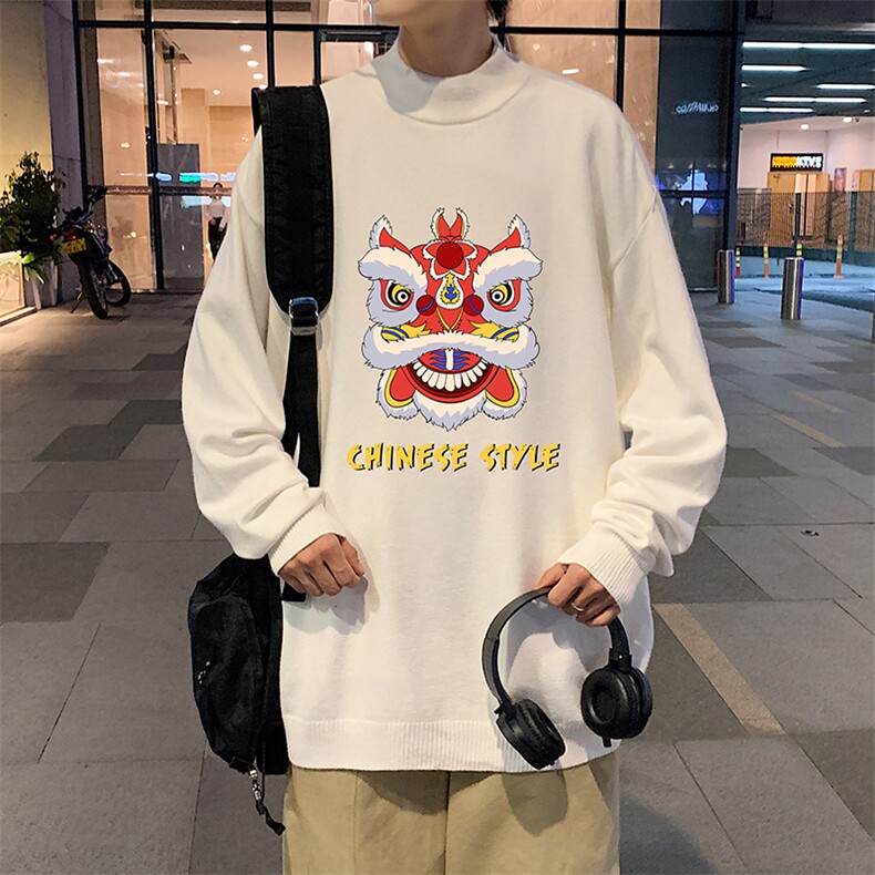 M18185-P45 加绒款-P65半高领毛衣男士大码针织衫男毛线衣男图片