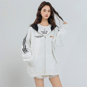 开春三杠开衫卫衣港风潮流开衫连帽夹克外套男女 JK1404-P80图片