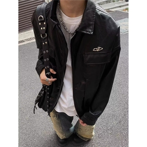 简约ins文艺百搭时尚机车皮夹克金属标夹克新款潮流慵懒日系流行,小学生六年级学生衣服搭配图片
