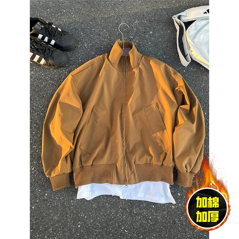 现货冬季美拉德立领飞行夹克廓形高街棒球服加棉加厚棉衣外套，男装夹克，电商A486-1