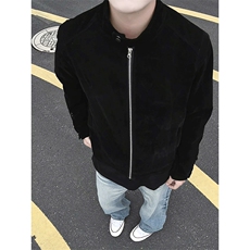 模特-美拉德复古仿牛反绒麂皮立领夹克9126-P80，男装夹克，电商B380（原B361）