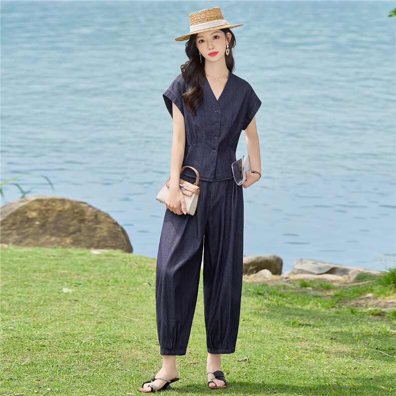 2026年夏季新品时尚气质休闲牛仔套装女,女装套装/套裙,依路服饰