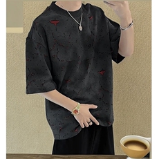网图美式高街潮牌破洞短袖烧花水洗做旧T恤T2609-P50，男装T恤，星座1213