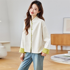 提花双面穿外套女2025新款秋季宽松复古人丝提花立领开衫上衣，女装短外套，新依时派