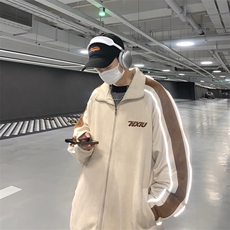 Wt174-P75美式撞色反光拉链鹿皮绒刺绣夹克外套，男装夹克，星座1501-1