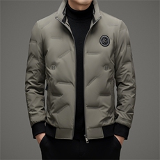 高级感羽绒服男2024年冬季新款加厚无帽立领短款保暖冬装外套潮流，男装羽绒服，电商B212（原钱塘6029）
