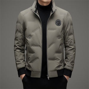 高级感羽绒服男2024年冬季新款加厚无帽立领短款保暖冬装外套潮流图片