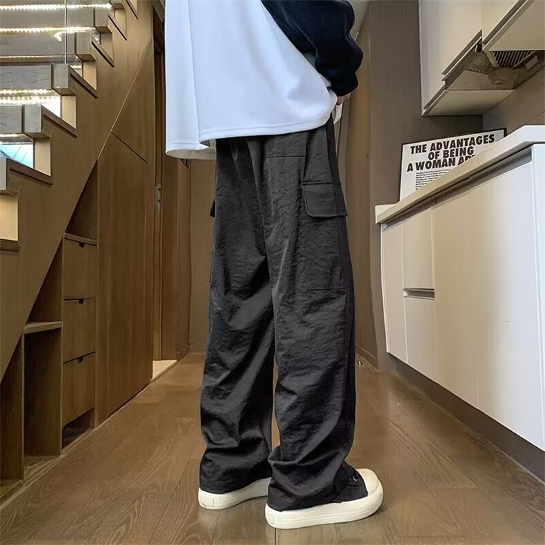 美式复古潮牌高腰休闲长裤男女春秋新款多口袋百搭高街工装直筒裤,男装工装外套,星座218-1（原230）