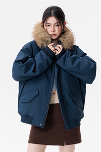 派克棉服貉子毛加厚外套图片