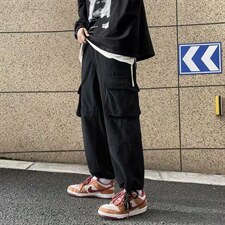 新款工装裤ins秋季宽松抽绳束脚裤潮牌百搭休闲裤潮流K1463-P40，男装休闲裤，星座512-4