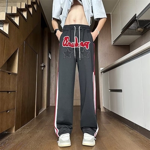 薄款美式束脚运动裤星星字母嘻哈卫裤高街潮宽松男女长裤图片