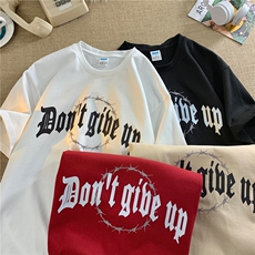 抖音供货260克重磅纯棉宽松大码印花短袖T恤A158-T89-P28控48，男装T恤，电商A158