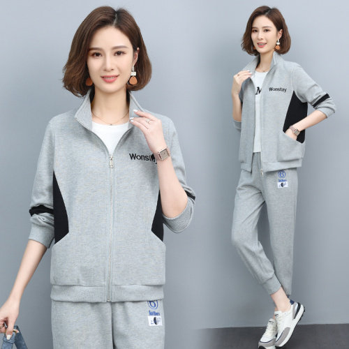 时尚休闲运动套装女2021秋季新款宽松显瘦两件套长袖外套裤子图片