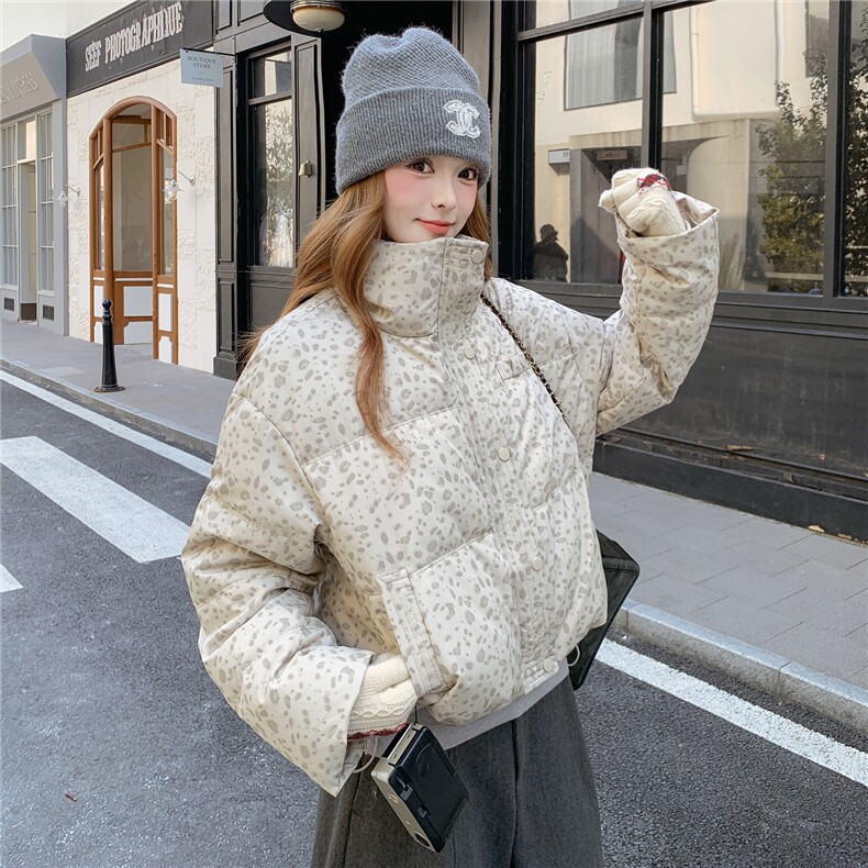 超好看碎花羽绒服女冬季2025新款韩系甜美小个子短款白鸭绒厚外套,女装羽绒服,2C218