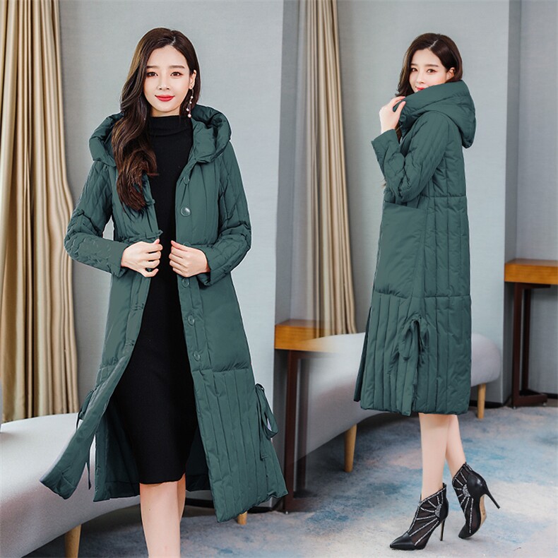 2021春秋季保暖中长款纯色休闲纯色长袖时尚潮流，女装棉衣/棉服，天丝秀