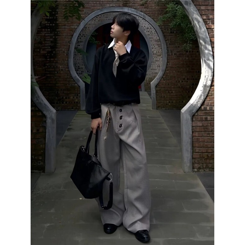 K6005-P47百搭气质休闲裤日系潮流原宿ins流行时尚文艺简约，男装休闲裤，电商B323A