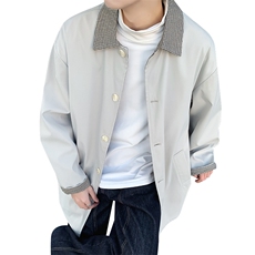 潮流宽松老钱风千鸟格撞色风衣A161-MT-2600-P92，男装风衣，电商A161