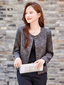 现货2025秋装新款休闲印花气质短款外套小西装女图片