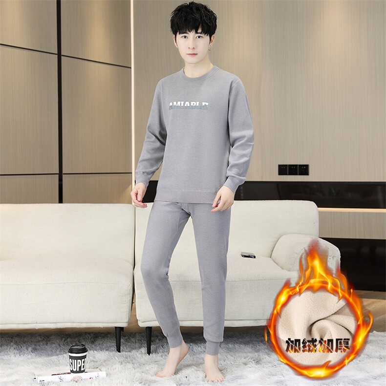 男士秋衣秋裤青少年学生保暖内衣加绒加厚套装TZ1103-P67,男装棉衣,星座310B-3