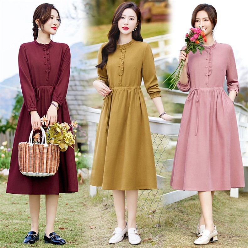 连衣裙优雅显瘦长袖A字裙气质淑女风2026年春季，女装连衣裙，倪叶myz