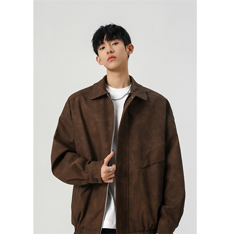 春季皮衣美式潮牌青少年百搭夹克情侣春装外套XZ102B-1-JK2565P85图片