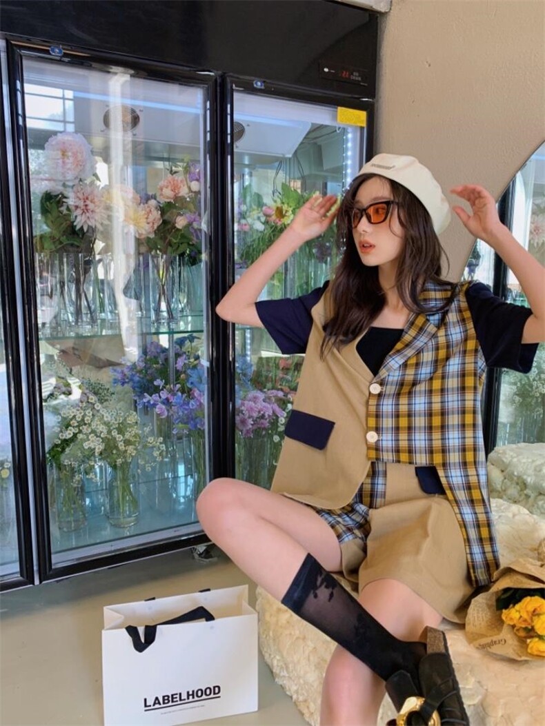 格子套装，女装职业装，YOUER DENG