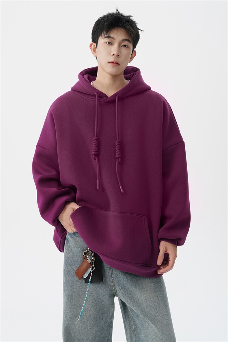 高克重卫衣男连帽卫衣纯色粗绳大帽衫情侣装休闲外套WY19P58,男装卫衣,电商D206-1