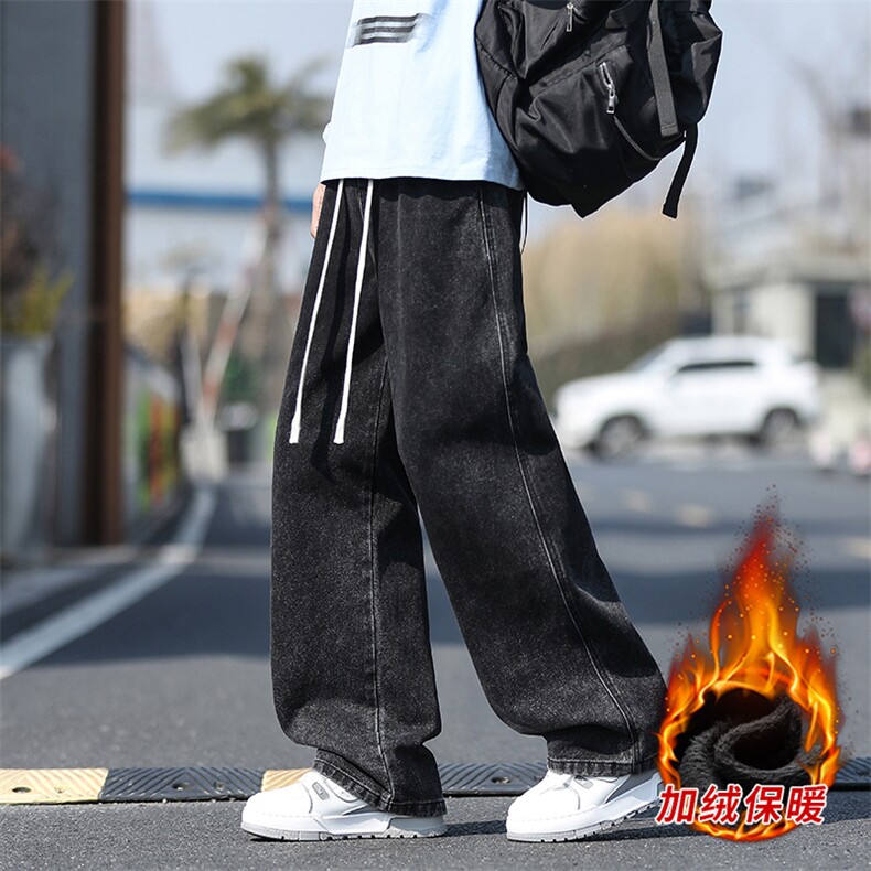 冬季加绒加厚牛仔裤男棉裤秋裤保暖抗寒宽松直筒裤子110-1-P45,男装牛仔裤,星座1006-1