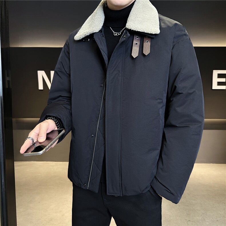 新标95绒羽绒服男冬季2025新款可拆卸毛领外套A313-85490-P295,男装羽绒服,电商A313