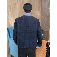 B992-P72新款2025春秋假两件小香风拼接格子外套男士粗花呢夹克，男装夹克，电商B323A