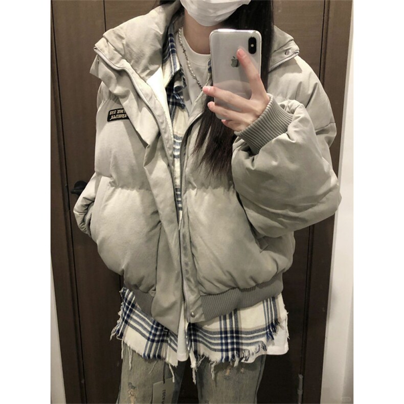 网图现货 扎染棉服美式短款面包服男冬季高街廓形棉衣外套 P108图片