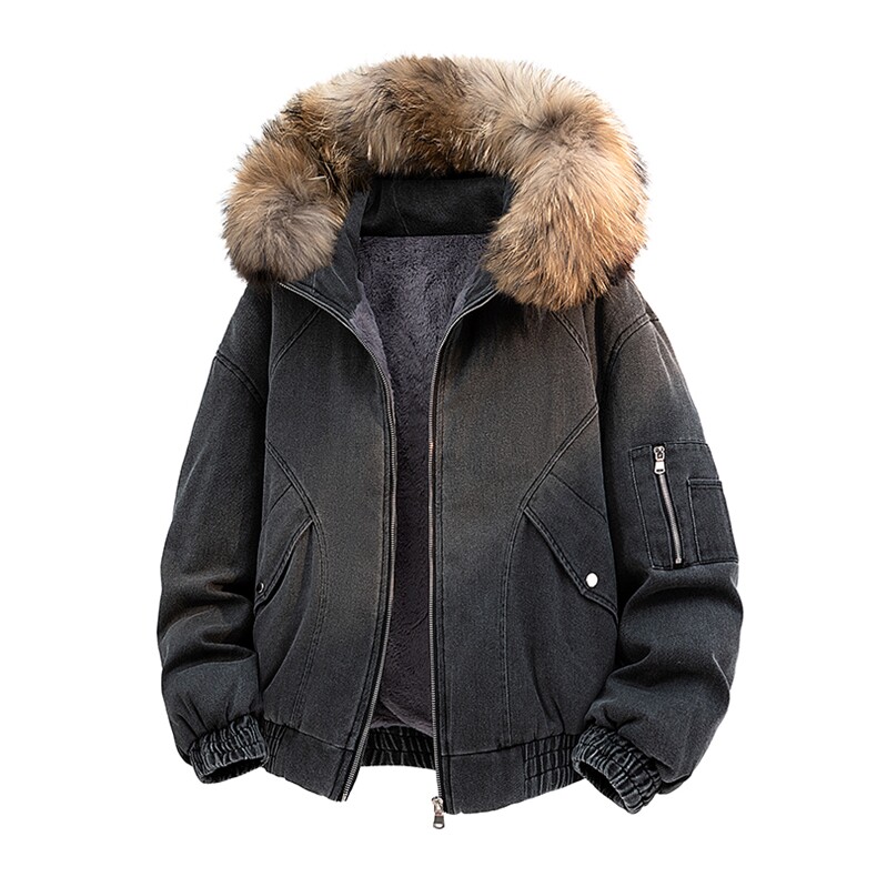 男女冬加厚连帽毛领羽绒服美式复古座山雕外套XZ309Y95721P278，男装羽绒服，星座309（原A406）