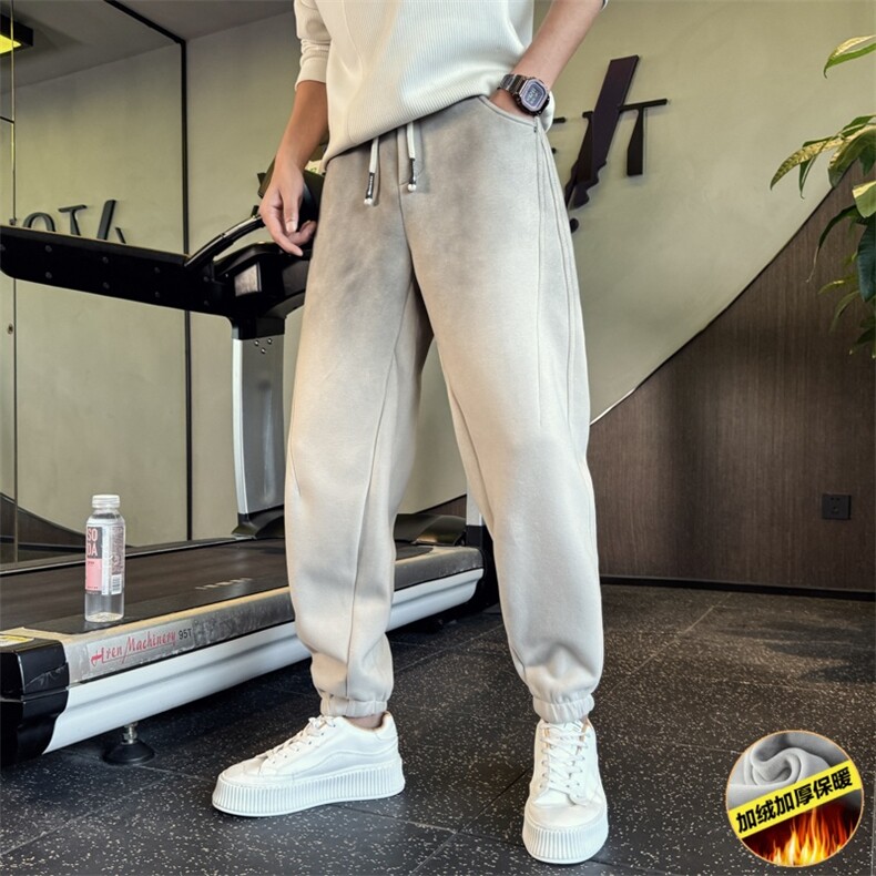 新增K2567常规P68控98加绒店主风社会小伙风加绒卫裤男,男装休闲裤,电商B340
