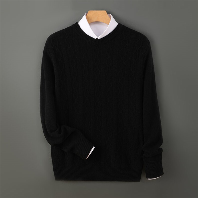 秋冬季羊毛简约商务休闲葫芦纹羊毛衫男装，男装羊毛衫，德晨羊绒