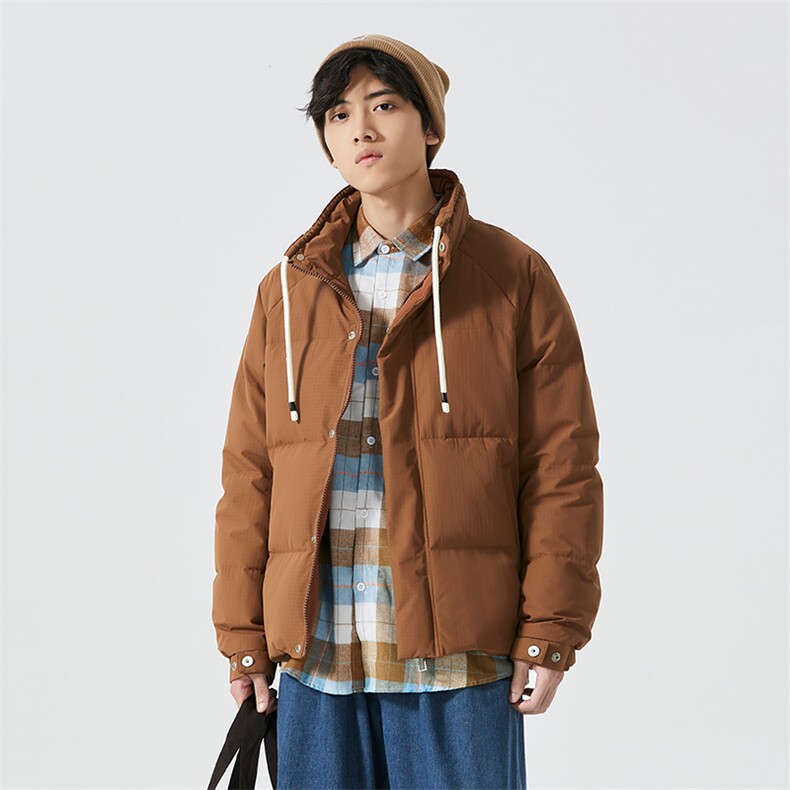新标90%白鸭绒简约立领抽绳外套纯色加厚羽绒服ESY0205-P210,男装羽绒服,电商B306
