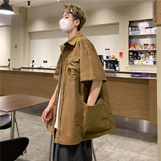 工装衬衫男港风潮流多口袋痞帅个性2024夏季新款ins外套CY852-P35，男装衬衫，星座412-2