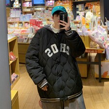 MY033-P135棒球服假两件棉衣男针织拼接潮牌棉服港风控155,男装棉衣,星座1408-1