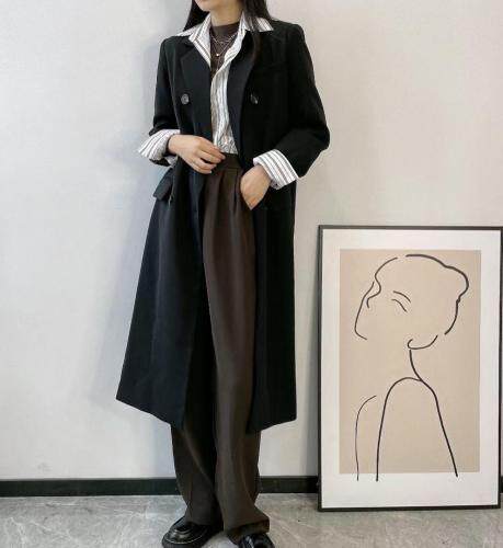 西装料长款风衣外套，女装西装，伊媚儿