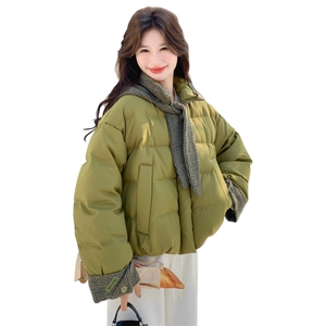 绿色设计感连帽羽绒服女2025年冬季新款超好看洋气保暖白鸭绒外套图片