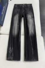 B221美式ins高街暗黑宽松直筒竹节纹牛仔裤LK26616-特P46控78，男装牛仔裤，电商B221