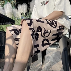 五分裤男韩版潮流字母印花高街2023夏季新款ins宽松短裤K3554-P28，男装休闲裤，星座412-2
