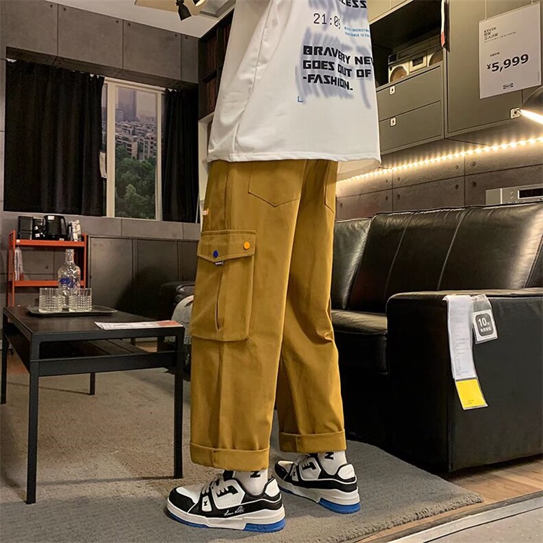 工装裤男潮牌直筒宽松韩版学生网红裤子ins日系休闲裤潮3119-p37,男装休闲裤,星座1008