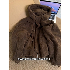 秋冬复古羊羔绒棉衣简约连帽设计高街情侣款上衣外套HY676TP98，男装棉衣，电商A102B