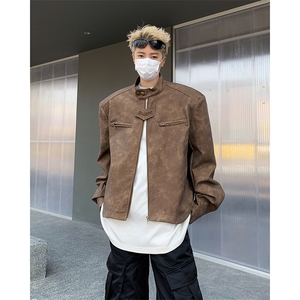 水洗设计感立领夹克春秋季设计感休闲时尚短款机车服外套常规款