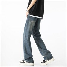 微喇牛仔裤男款夏季半松紧潮流美式vibe复古XZ201-7110P42，男装牛仔裤，星座201