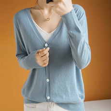 2025年秋季时尚百搭通勤简约休闲羊毛开衫，女装羊毛衫，朝思羊绒