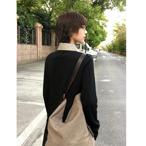 2025年新款POLO领假两件长袖T恤男女上衣宽松春秋内搭打底小衫图片