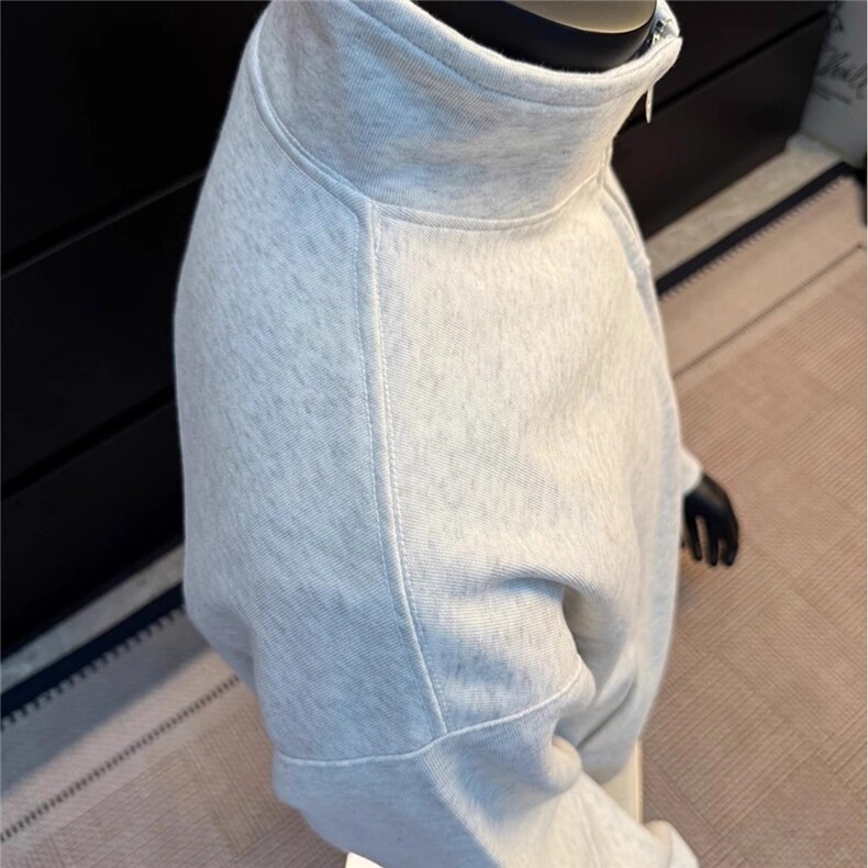 白花灰立领拉链开衫卫衣男生秋季短款运动夹克美式复古棒球服外套,男装夹克,星座506A